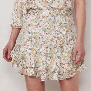 LC Lauren Conrad Floral Skater Skirt - Cream, Green, Yellow, like new!